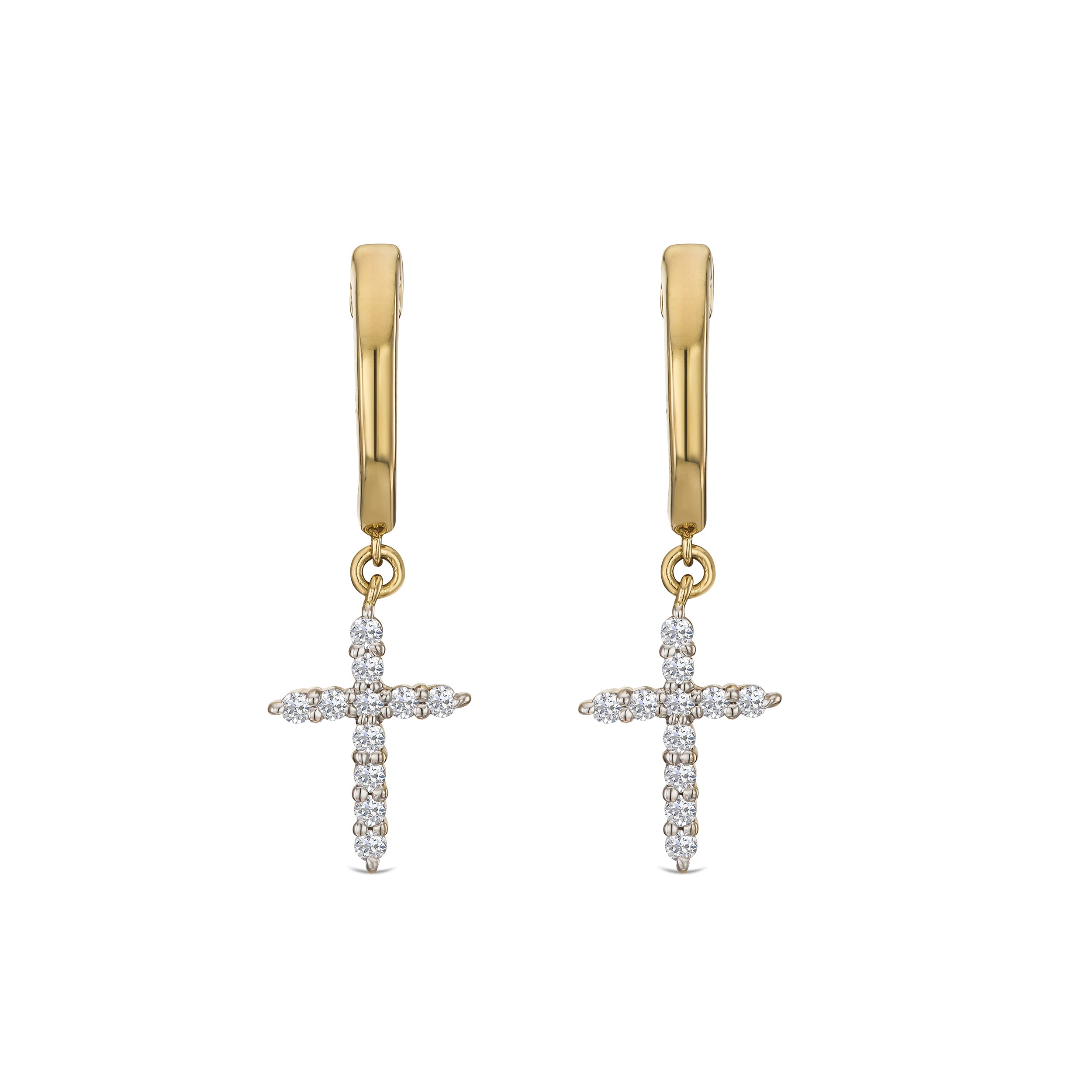 Stellato Cross Hoop 0.24ct H/SI Round Cut Lab Diamond Earrings in 18K Gold Vermeil